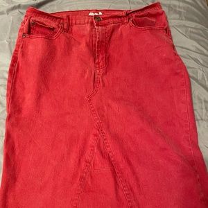 Red Denim Skirt